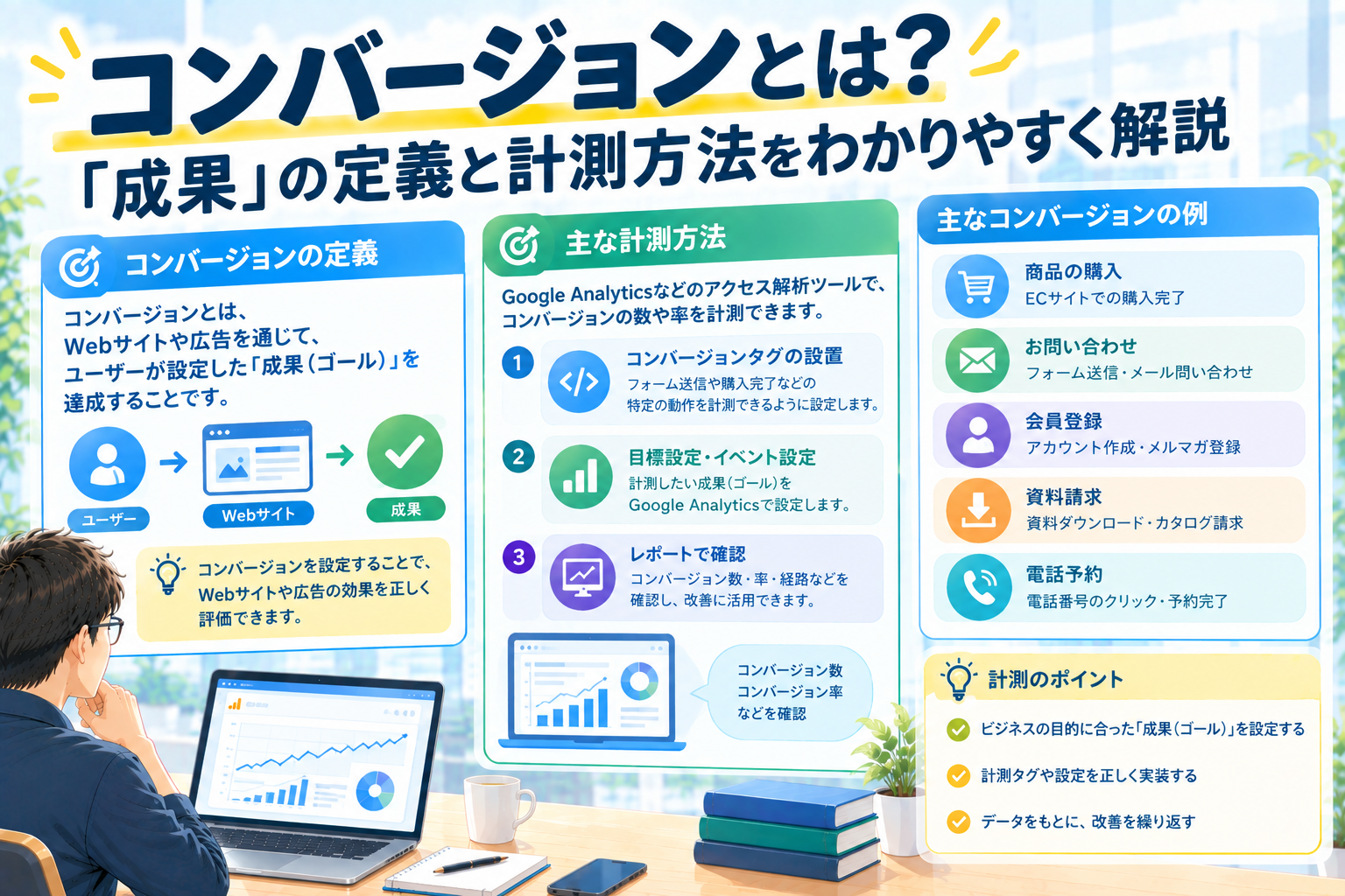 コンバージョンとは?「成果」の定義と計測方法をわかりやすく解説