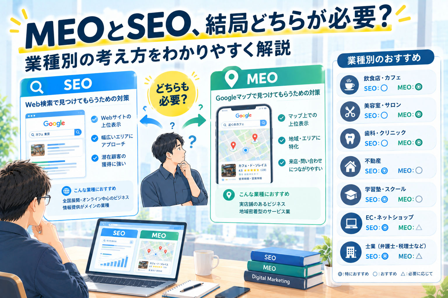 MEOとSEO、結局どちらが必要?業種別の考え方をわかりやすく解説