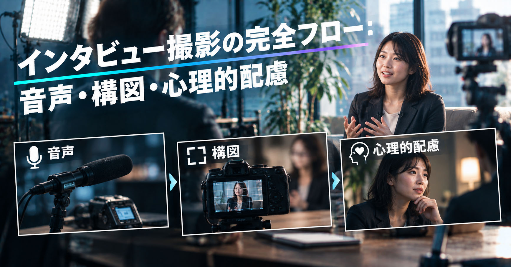インタビュー撮影の完全フロー：音声・構図・心理的配慮