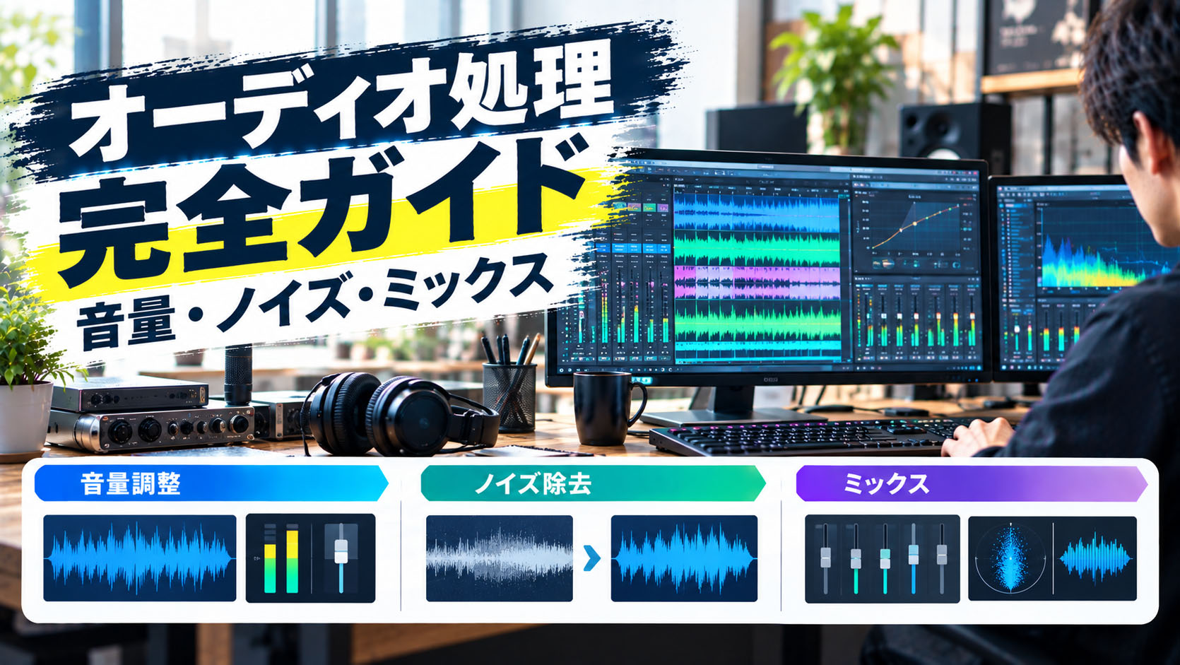 オーディオ処理完全ガイド：音量・ノイズ・ミックス