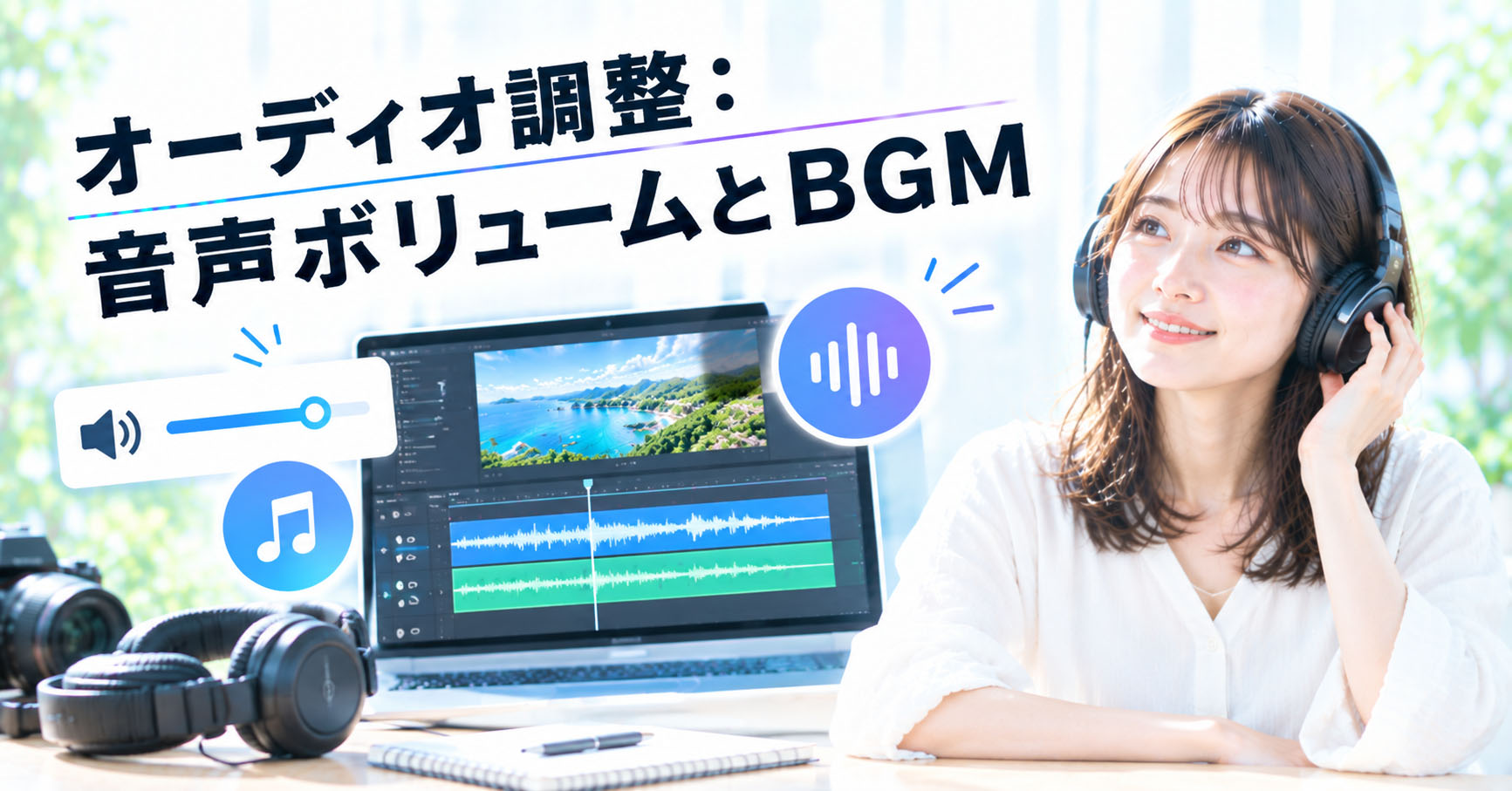 オーディオ調整：音声ボリュームとBGM