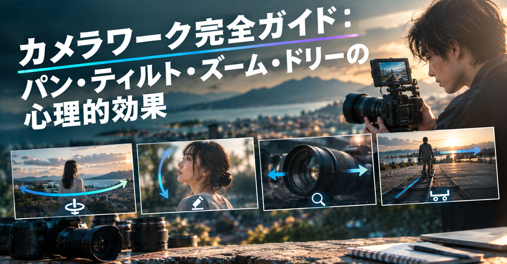 カメラワーク完全ガイド：パン・ティルト・ズーム・ドリーの心理的効果