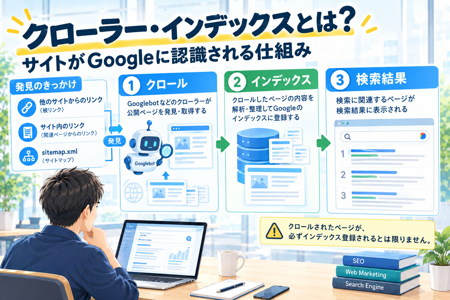クローラー・インデックスとは?サイトがGoogleに認識される仕組み