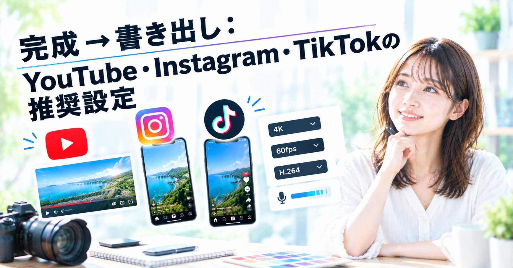 完成→書き出し：YouTube・Instagram・TikTokの推奨設定