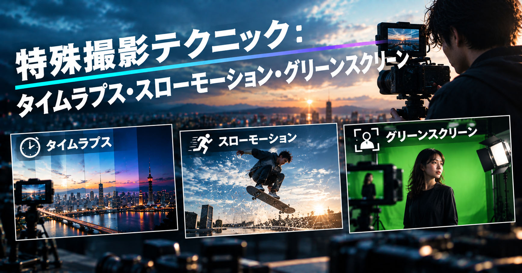 特殊撮影テクニック：タイムラプス・スローモーション・グリーンスクリーン